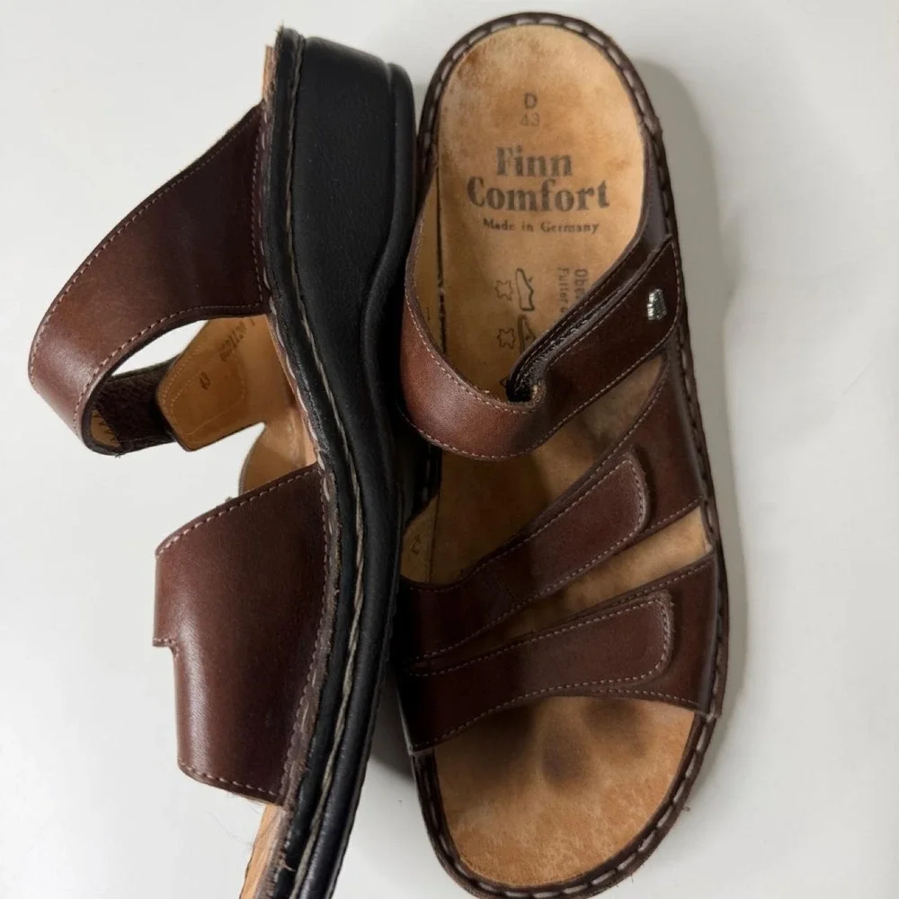 Finn Comfort Baltrum Brown Leather Comfort Sandals Handmade Germany Mens 10